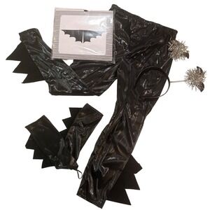 Wishcraft Bat Costume Kids 10 Black Leggings Wings Headband Set Halloween Goth
